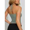image:imageREORIA Womens Sexy Halter Backless Tank Tops Basic Double Lined Camisole Crop Tops Y2K Trendy Sleeveless Shirts Going Out TopGrey Green