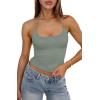 image:imageREORIA Womens Sexy Halter Backless Tank Tops Basic Double Lined Camisole Crop Tops Y2K Trendy Sleeveless Shirts Going Out TopGrey Green