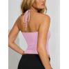 image:imageREORIA Womens Sexy Halter Backless Tank Tops Basic Double Lined Camisole Crop Tops Y2K Trendy Sleeveless Shirts Going Out TopLight Pink