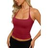 image:imageREORIA Womens Sexy Halter Backless Tank Tops Basic Double Lined Camisole Crop Tops Y2K Trendy Sleeveless Shirts Going Out TopRuby