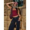 image:imageREORIA Womens Sexy Halter Backless Tank Tops Basic Double Lined Camisole Crop Tops Y2K Trendy Sleeveless Shirts Going Out TopRuby