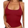 image:imageREORIA Womens Sexy Halter Backless Tank Tops Basic Double Lined Camisole Crop Tops Y2K Trendy Sleeveless Shirts Going Out TopRuby
