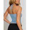 image:imageREORIA Womens Sexy Halter Backless Tank Tops Basic Double Lined Camisole Crop Tops Y2K Trendy Sleeveless Shirts Going Out TopSky Blue