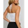 image:imageREORIA Womens Sexy Halter Backless Tank Tops Basic Double Lined Camisole Crop Tops Y2K Trendy Sleeveless Shirts Going Out TopWhite