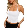 image:imageREORIA Womens Sexy Halter Backless Tank Tops Basic Double Lined Camisole Crop Tops Y2K Trendy Sleeveless Shirts Going Out TopWhite