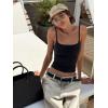 image:imageREORIA Womens Sexy Square Neck Tank Tops Adjustable Cami Shirts Summer Basic Double Lined Y2K Trendy Going Out TopsJet Black