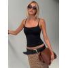 image:imageREORIA Womens Sexy Square Neck Tank Tops Adjustable Cami Shirts Summer Basic Double Lined Y2K Trendy Going Out TopsJet Black