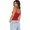 image:imageREORIA Womens Sexy Square Neck Tank Tops Adjustable Cami Shirts Summer Basic Double Lined Y2K Trendy Going Out TopsRed