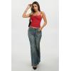 image:imageREORIA Womens Sexy Square Neck Tank Tops Adjustable Cami Shirts Summer Basic Double Lined Y2K Trendy Going Out TopsRed
