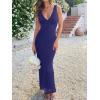 image:imageREORIA Womens Summer V Neck Sleeveless Wedding Guest Maxi Dress Sexy Mesh Bodycon Long DressesBellwether Blue