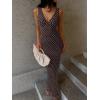image:imageREORIA Womens Summer V Neck Sleeveless Wedding Guest Maxi Dress Sexy Mesh Bodycon Long DressesCocoa White Polka