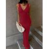 image:imageREORIA Womens Summer V Neck Sleeveless Wedding Guest Maxi Dress Sexy Mesh Bodycon Long DressesEmboldened