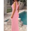 image:imageREORIA Womens Summer V Neck Sleeveless Wedding Guest Maxi Dress Sexy Mesh Bodycon Long DressesPink Dolphin