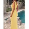 image:imageREORIA Womens Summer V Neck Sleeveless Wedding Guest Maxi Dress Sexy Mesh Bodycon Long DressesPopcorn