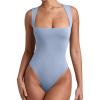 image:imageREORIA Butsmooth Womens Sexy Sleeveless Square Neck Double Lined Basic Bodysuit Tank TopsLight Blue