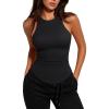 image:imageREORIA Womens High Neck Sleeveless Tank Tops Racerback Double Lined Basic Tops Summer Fitted Going Out TopsBlack Onyx