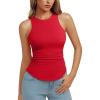 image:imageREORIA Womens High Neck Sleeveless Tank Tops Racerback Double Lined Basic Tops Summer Fitted Going Out TopsRuby