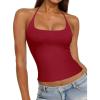 image:imageREORIA Womens Sexy Halter Backless Tank Tops Basic Double Lined Camisole Crop Tops Y2K Trendy Sleeveless Shirts Going Out TopRuby