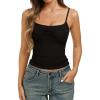 image:imageREORIA Womens Sexy Square Neck Tank Tops Adjustable Cami Shirts Summer Basic Double Lined Y2K Trendy Going Out TopsJet Black