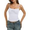 image:imageREORIA Womens Sexy Square Neck Tank Tops Adjustable Cami Shirts Summer Basic Double Lined Y2K Trendy Going Out TopsWhite