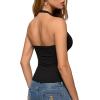 image:imageREORIA Womens Backless Ribbed Halter Tops for 2026 Slim Fitted Camisole Basic ShirtsBlack