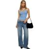 image:imageREORIA Womens Backless Ribbed Halter Tops for 2026 Slim Fitted Camisole Basic ShirtsBlue