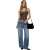 image:imageREORIA Womens Backless Ribbed Halter Tops for 2026 Slim Fitted Camisole Basic ShirtsCoffee