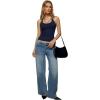 image:imageREORIA Womens Backless Ribbed Halter Tops for 2026 Slim Fitted Camisole Basic ShirtsDark Blue