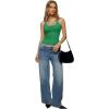 image:imageREORIA Womens Backless Ribbed Halter Tops for 2026 Slim Fitted Camisole Basic ShirtsGreen