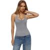image:imageREORIA Womens Backless Ribbed Halter Tops for 2026 Slim Fitted Camisole Basic ShirtsGrey