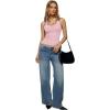 image:imageREORIA Womens Backless Ribbed Halter Tops for 2026 Slim Fitted Camisole Basic ShirtsPink