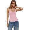 image:imageREORIA Womens Backless Ribbed Halter Tops for 2026 Slim Fitted Camisole Basic ShirtsPink
