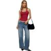 image:imageREORIA Womens Backless Ribbed Halter Tops for 2026 Slim Fitted Camisole Basic ShirtsRed