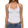image:imageREORIA Womens Backless Ribbed Halter Tops for 2026 Slim Fitted Camisole Basic ShirtsWhite