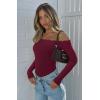 image:imageREORIA Womens Sexy Off The Shoulder Long Sleeve Bodysuit Lace Body Suits Going Out Tops Fall Outfit 2025Cordovan