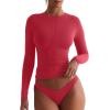 image:imageREORIA Double Lined Quarter Zip Sexy V Neck Long Sleeve Cropped Top Going Out Tops for Womens Fall Fashion 2025Watermelon
