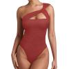 image:imageREORIA Womens Sexy One Shoulder Asymmetrical Leopard Print Mesh Ruched Backless Going Out Bodysuits TopsBaked Apple