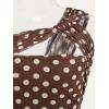 image:imageREORIA Womens Sexy One Shoulder Asymmetrical Leopard Print Mesh Ruched Backless Going Out Bodysuits TopsBrown Polka Dots
