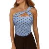 image:imageREORIA Womens Sexy One Shoulder Asymmetrical Leopard Print Mesh Ruched Backless Going Out Bodysuits TopsNantucket Breeze Polka Dots