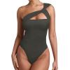image:imageREORIA Womens Sexy One Shoulder Asymmetrical Leopard Print Mesh Ruched Backless Going Out Bodysuits TopsThyme