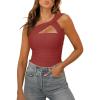 image:imageREORIA Womens Sexy One Shoulder Asymmetrical Leopard Print Mesh Ruched Backless Going Out Bodysuits TopsBaked Apple