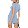 image:imageREORIA Womens Sexy Square Neck Bodycon Short Dress Elegant Basic Short Sleeve Ribbed Party Club Mini DressBlue