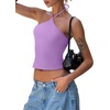 image:imageREORIA Womens Camisole Tank Tops Criss Cross Halter Top Double Lined Backless Crop Tops Y2K Vacation OutfitsCrocus Petal