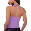 image:imageREORIA Womens Camisole Tank Tops Criss Cross Halter Top Double Lined Backless Crop Tops Y2K Vacation OutfitsCrocus Petal
