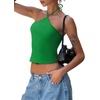 image:imageREORIA Womens Camisole Tank Tops Criss Cross Halter Top Double Lined Backless Crop Tops Y2K Vacation OutfitsGreen