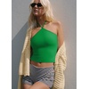image:imageREORIA Womens Camisole Tank Tops Criss Cross Halter Top Double Lined Backless Crop Tops Y2K Vacation OutfitsGreen