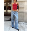 image:imageREORIA Womens Camisole Tank Tops Criss Cross Halter Top Double Lined Backless Crop Tops Y2K Vacation OutfitsRed