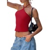 image:imageREORIA Womens Camisole Tank Tops Criss Cross Halter Top Double Lined Backless Crop Tops Y2K Vacation OutfitsRed