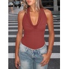image:imageREORIA Womens Sexy Cowl Neck Halter Body Suits Summer Open Back Bodysuit Tank TopsBaked Apple
