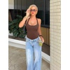 image:imageREORIA Womens Sexy Deep Scoop Neck Halter Bodysuit Double Lined Sleeveless Backless Top Vacation OutfitsCoffee